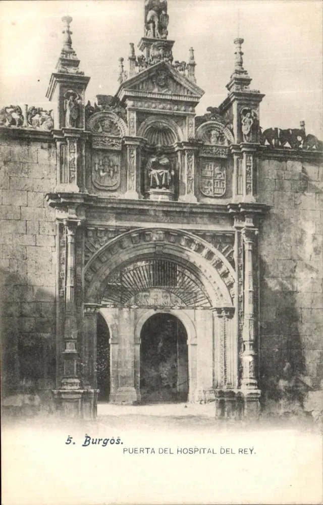Burgos — Tor des Königshospitals — Phototypie Lacoute, Madrid - Vorderseite