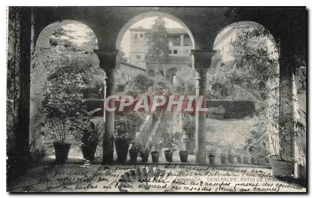 Patio de los Níños — Granada — Généralife — Fototypia de Haus-Menet, Madryt - Awers
