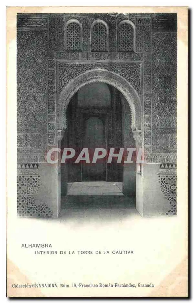 Alhambra — Interior da Torre da Cautiva — Coleção Granadina, Núm. 16, Francisco Román Fernández, Granada - Frente