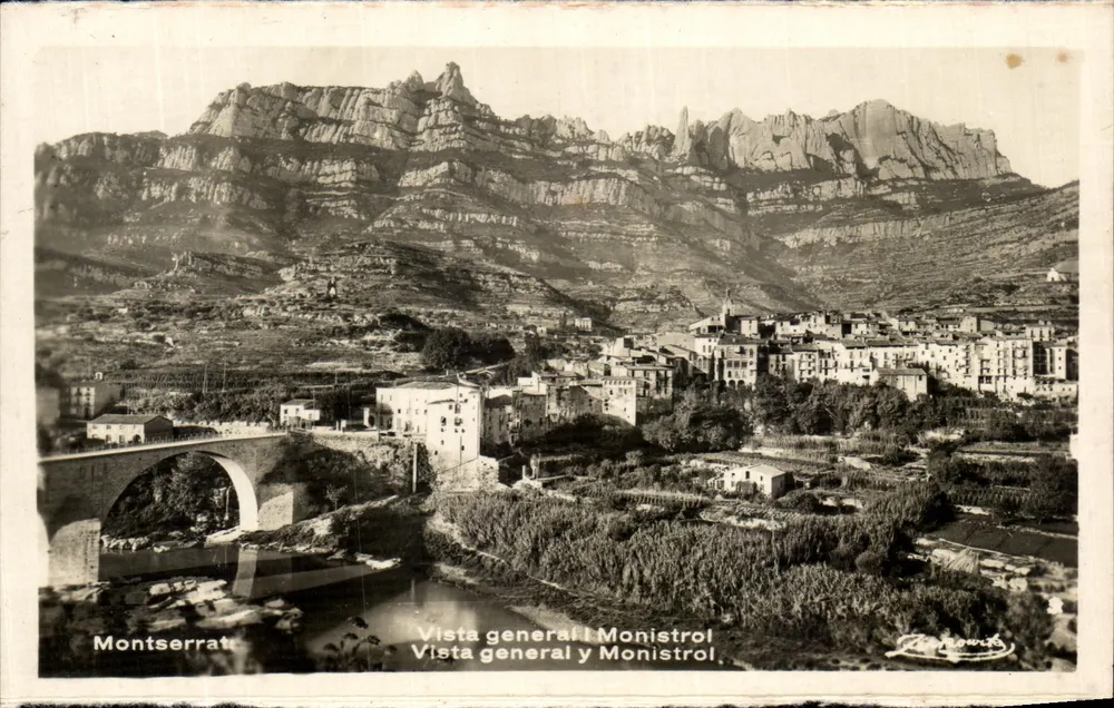 Montserrat — Vista geral de Monistrol — Editor Zerkowitz, Barcelona - Frente