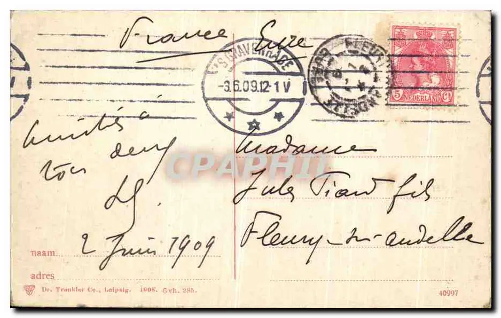 ’s-Gravenhage - Hofvijver — editor Dr. Trankler Co., Leipzig - Verso
