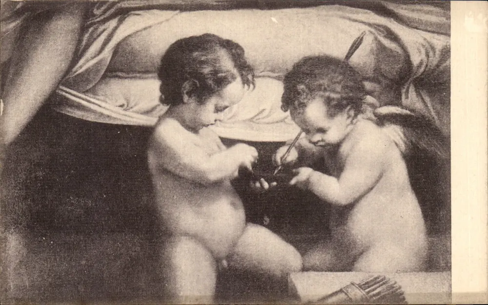 Zwei Amorinen — Detail der Danaë — Corrège - Vorderseite