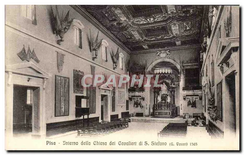 Pisa - Interior de la Iglesia de los Caballeros de S. Esteban (G. Vasari) 1565 - Anverso