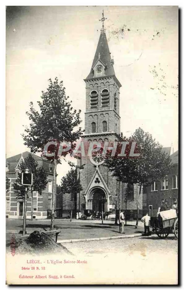 Liège - A Igreja de Nossa Senhora — Editor Albert Sugg, em Gand, Série 28 N. 52 - Frente