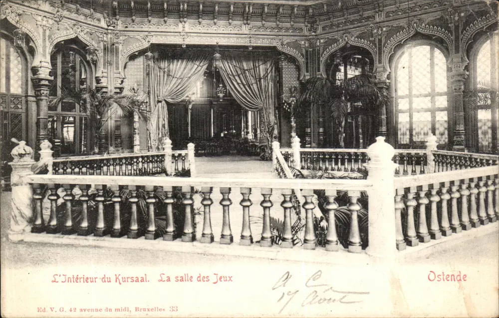 Innenraum des Kursaals — Die Spielhalle — Verlag V. G. avenue du midi, Brüssel - Vorderseite