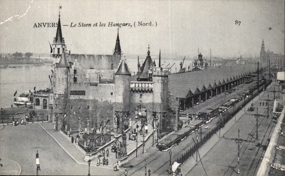 Anvers — Le Steen e os Hangares, (Norte.) — editor não identificado, n° de série 87 - Frente