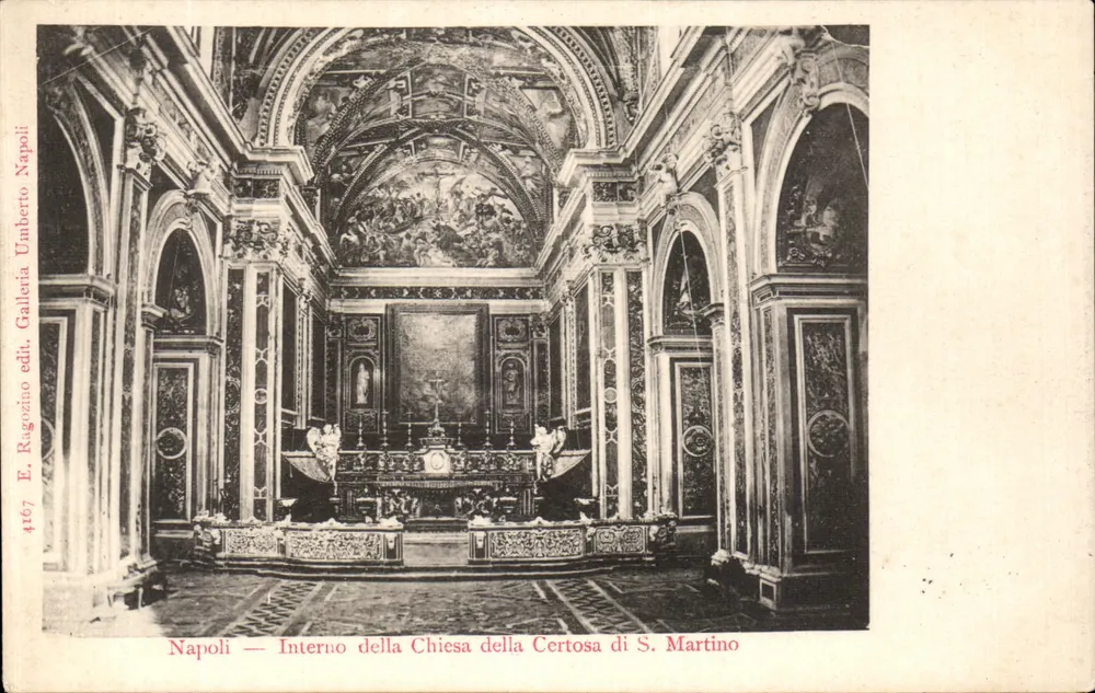Neapel — Innenansicht der Kirche der Certosa di S. Martino — Verlag E. Ragozino Neapel - Vorderseite