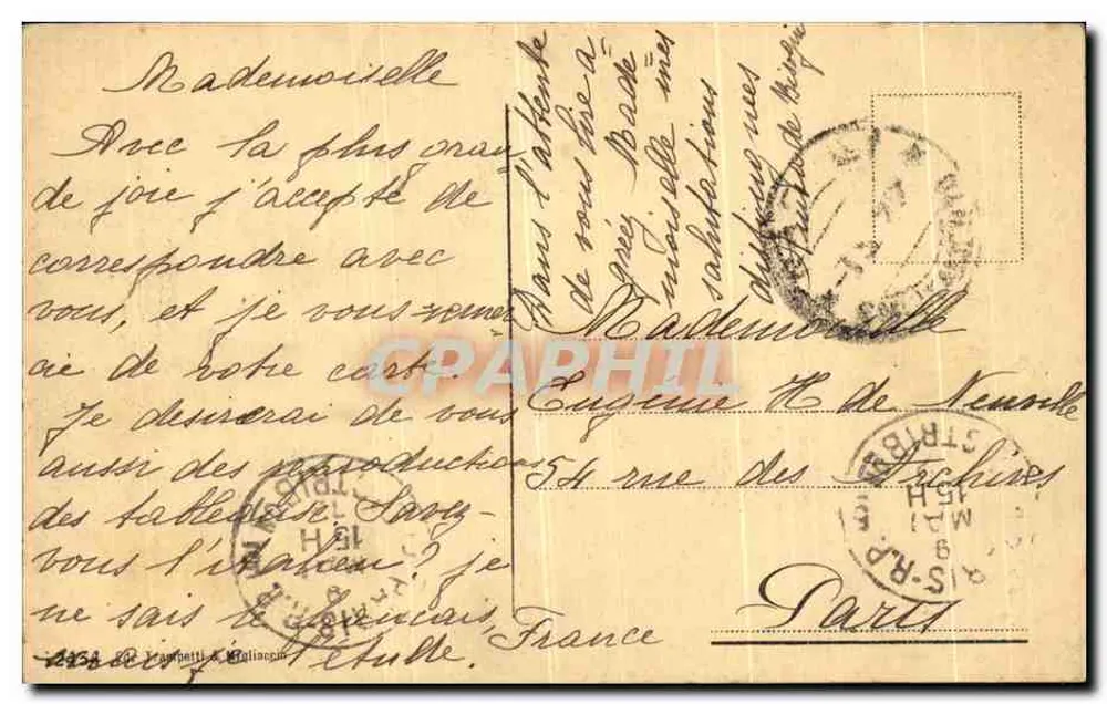 NAPOLI - Palazzo Donn'Anna — vue du port avec pêcheurs — éditeur non identifié - Verso