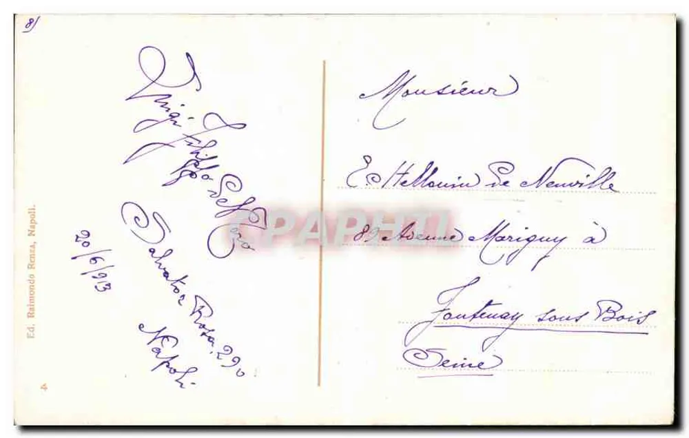 NÁPOLES - Posilipo-Panorama — Éd. Raimondo Renza, Nápoles - Verso