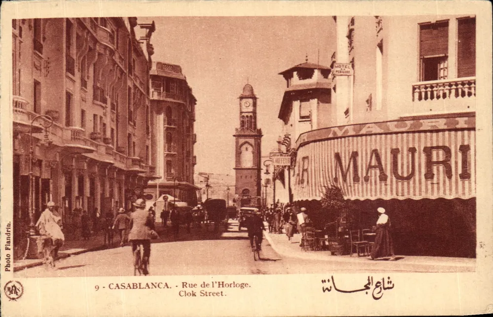 Casablanca — Rue de l'Horloge mit der Uhrturm — Photo Flandrin - Vorderseite