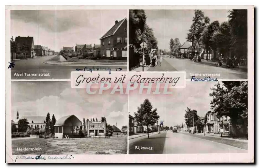 Glanerbrug — uitzicht op wijken en grens — uitgever Uigave J. J. Blennd - Voorkant