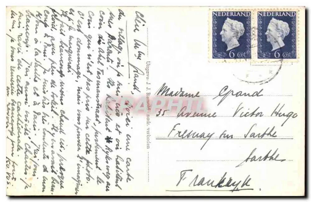 Glanerbrug — uitzicht op wijken en grens — uitgever Uigave J. J. Blennd - Achterkant