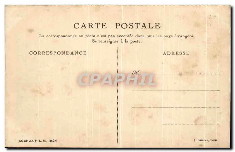 Tunísia - Korbous. Velhos Banhos Romanos — Ol. Cherouitte, Agenda P.L.M. 1924 - Verso