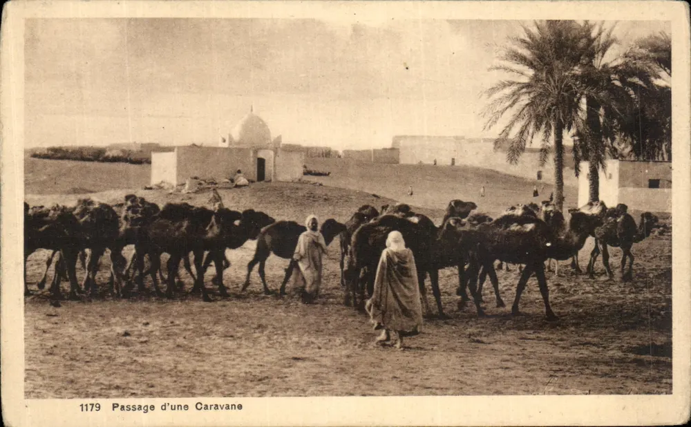 Passage d'une Caravane — scène de désert avec dromadaires et dôme — éditeur : CPAPHIL, n° 1179 - Frente