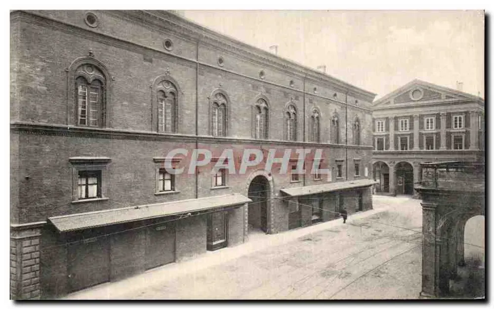Bologna — Hotel Brun, fasada z XV wieku odrestaurowana w 1912 — J.F. Frank (Tel. 163) - Awers