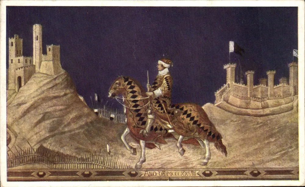 Ritter auf Pferd — Nachtszene mit Schloss — Guido Riccio da Fogliano, Siena - Vorderseite