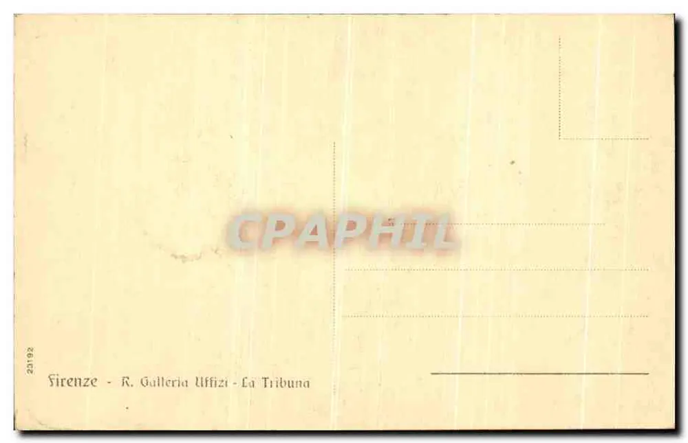Galerie der Uffizi - Die Tribuna — Florenz — Verlag R. Galleria Uffizi, n° 23192 - Rückseite