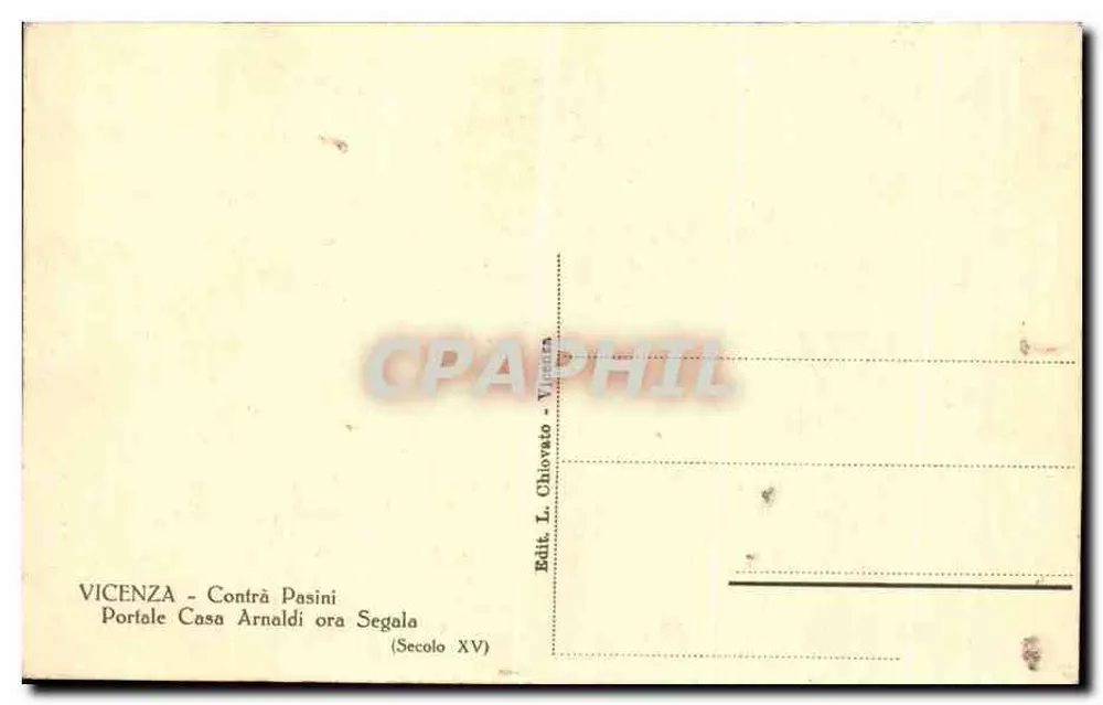 Portal der Casa Arnaldi in Vicenza — 15. Jahrhundert — Verlag L. Chiovato - Rückseite