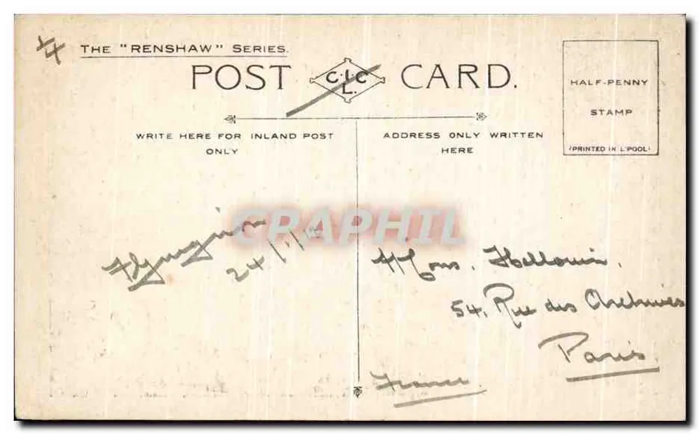 Graf van Major John Andye — Renshaw Series — uitgever C.L.C. - Achterkant