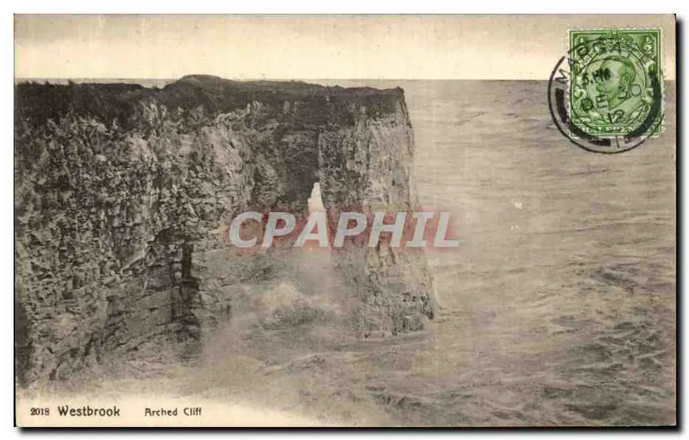 Westbrook Arched Cliff — vista de falésia — Série de Cartões Postais da Victoria, publicada por John Davis - Frente