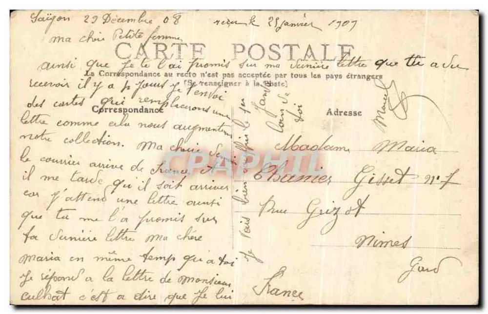 Cholon — Souvenir de Cholon — Plant, Verlag Saigon, Nr. 324 - Rückseite