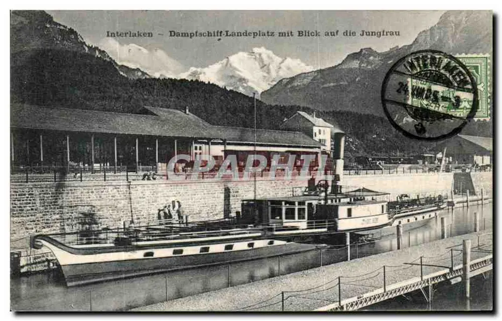 Interlaken – Dampfschiff-Landeplatz mit Blick auf die Jungfrau — Verleger nicht sichtbar - Vorderseite