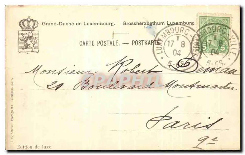Luxemburg — Ansicht des Grundtor (1393) — P.C. Scanne, Fotograf, Luxusausgabe - Rückseite