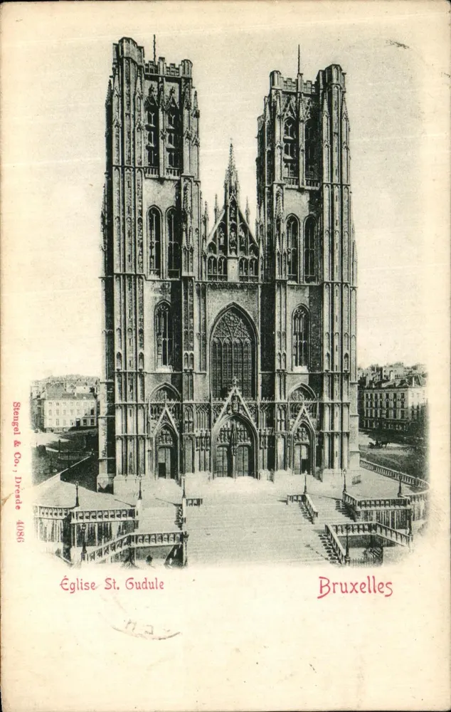 Igreja de São Gudule — Bruxelas — Stengel & Co., Dresde 4086 - Frente