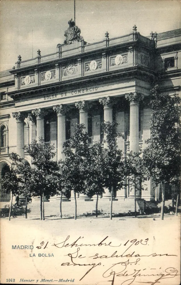 Madrid — A Bolsa de Comércio — Hausser y Menet, n° 1042 - Frente