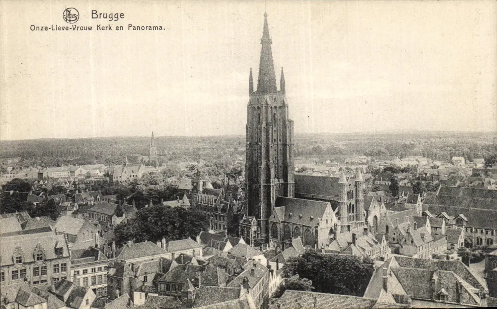 Brügge — Kirche Unserer Lieben Frau und Panorama — NLS, Serie 42, Nr. 73 - Vorderseite