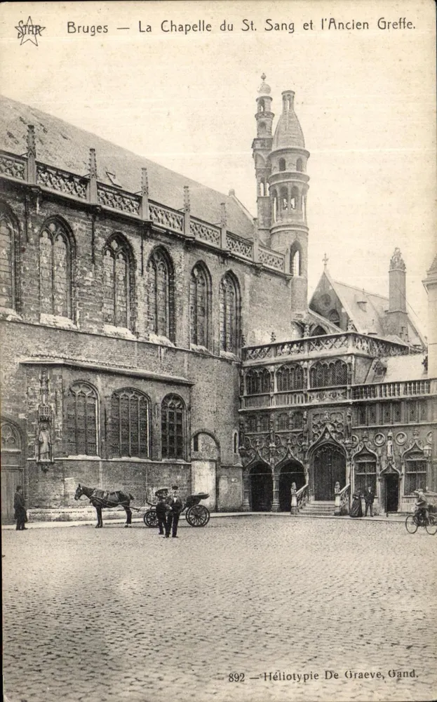 Bruges — Die Kapelle des Heiligen Blutes und das Alte Gericht — Héliotypie De Graeve, Gent, Nr. 892 - Vorderseite