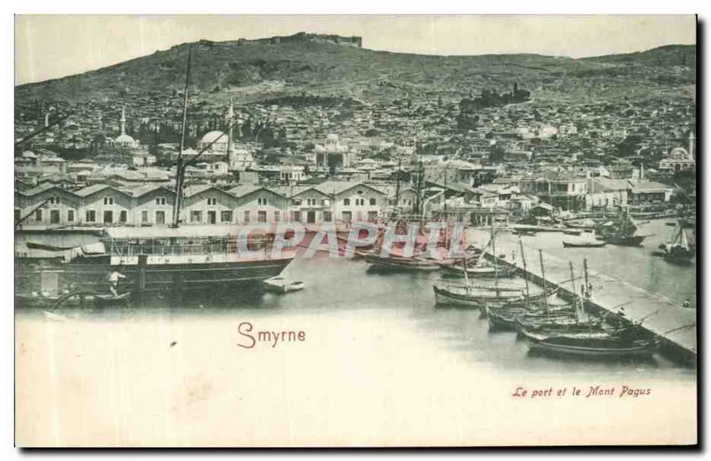 Smyrna — Der Hafen und der Berg Pagus — Universal Postal Union - Vorderseite