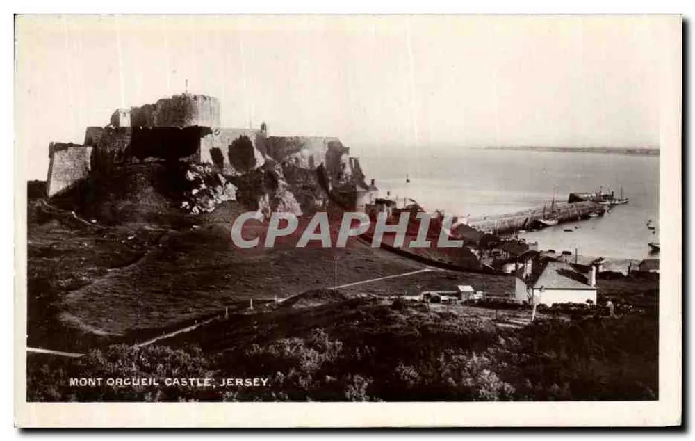 Zamek Mont Orgueil, Jersey — widok panoramiczny — Hotel de la Pomme d'Or, Jersey - Awers