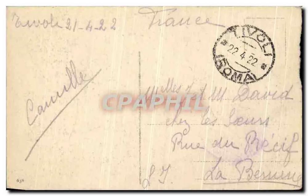 Tivoli - Templo da Sibila — editor desconhecido, número de série não visível - Verso