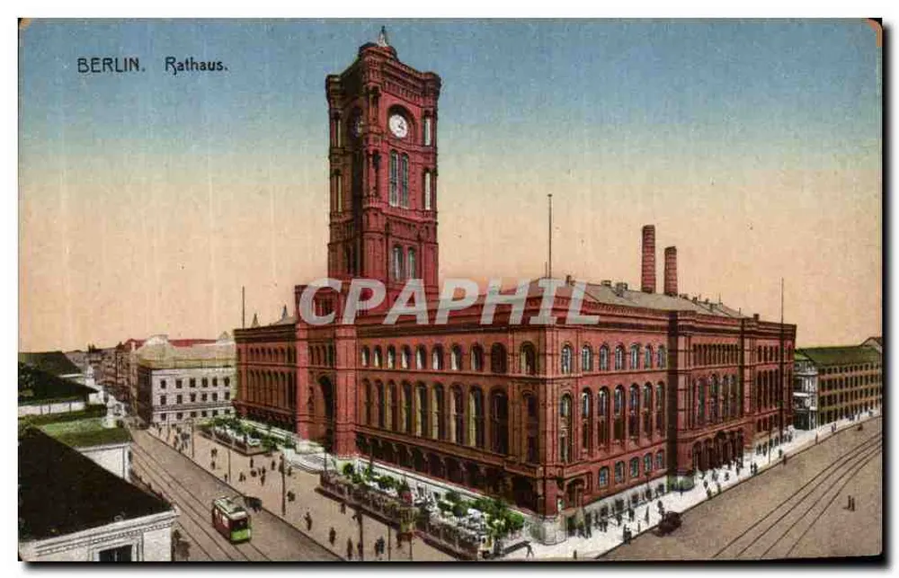 Berlim, Rathaus — vista do edifício com seu campanário — J.W. B. Série Iris Nr. 31 - Frente