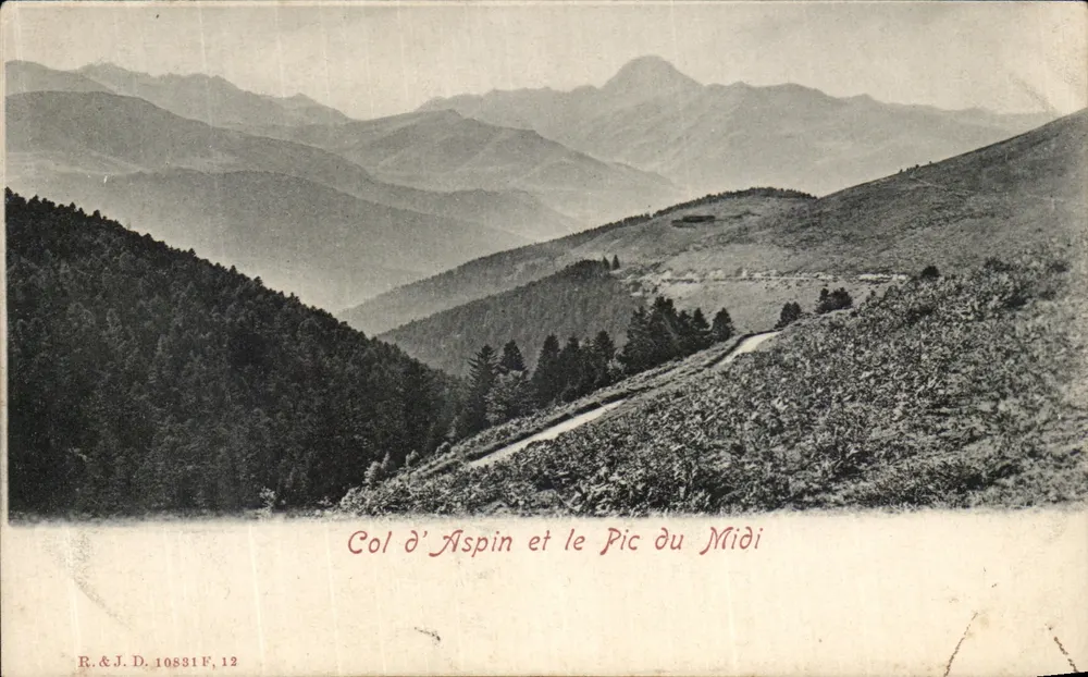 Col d'Aspin e o Pic du Midi — vista panorâmica — R.&J.D. 10831 F, 12 - Frente