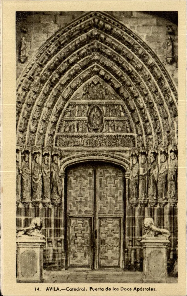 Avila — Catedral : Puerta de los Doce Apóstoles — Heliotipia Artística Española, n°14 - Anverso