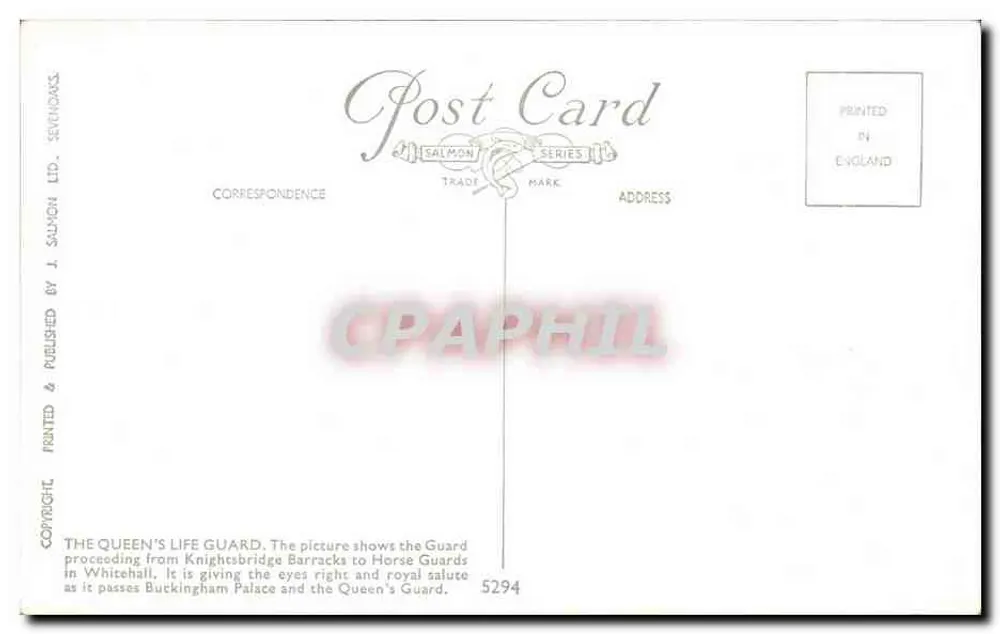 A Guarda da Rainha — Desfile — J. SALMON LTD. n° 5294 - Verso