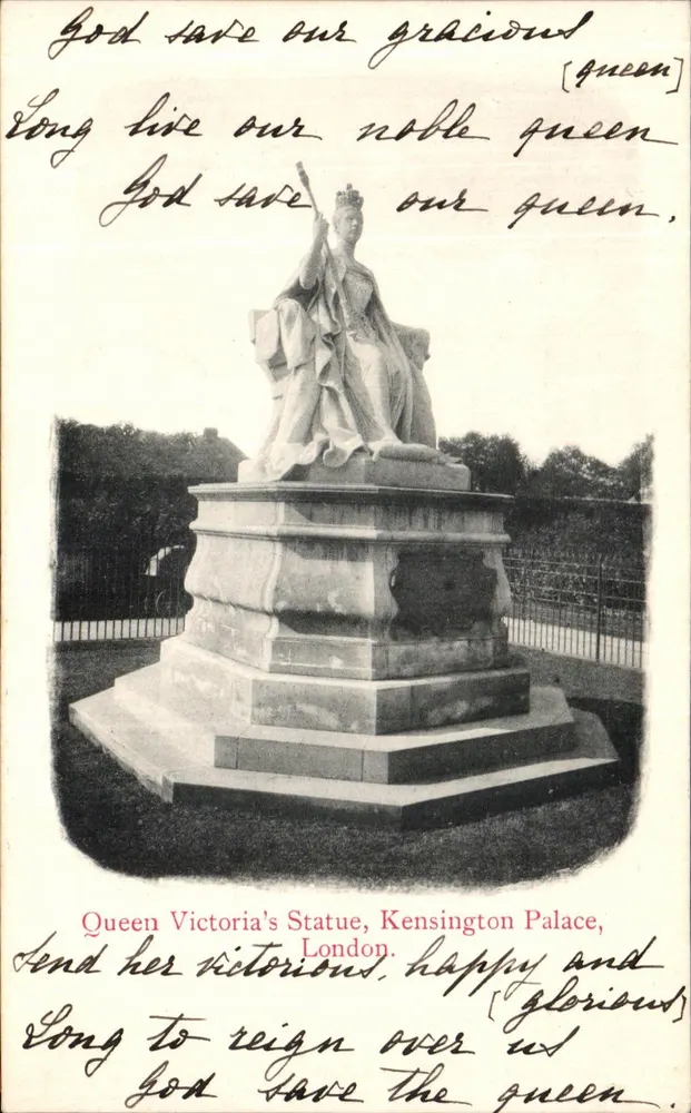 Statue der Königin Victoria am Kensington Palace — London — Ansichtskarte - Vorderseite