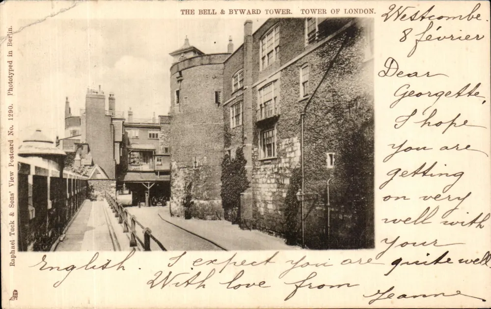 A Torre da Campanha e Byward em Londres — Raphael Tuck & Sons, Fototipia No. 1290 - Frente