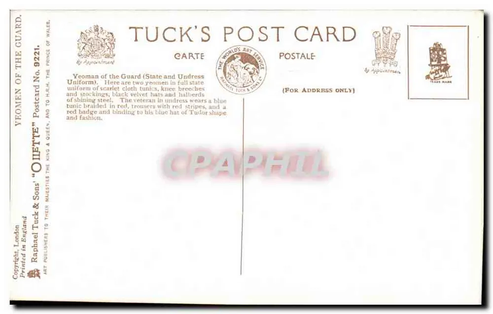 Yeomen of the Guard — Staats- und Zivildienstuniform — Dilette - Rückseite