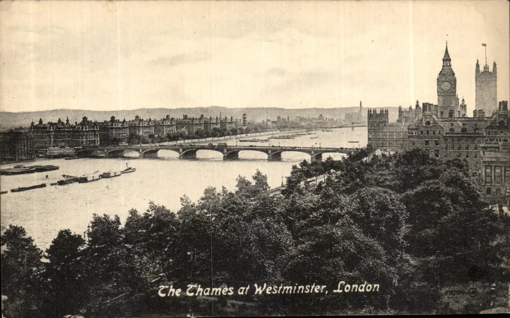 De Thames bij Westminster, Londen — Valentine's Series — Britse productie - Voorkant