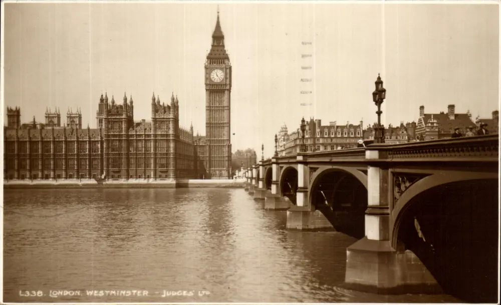 LONDRES, WESTMINSTER — Big Ben e o Parlamento — Judges' Ltd. n° L.338 - Frente