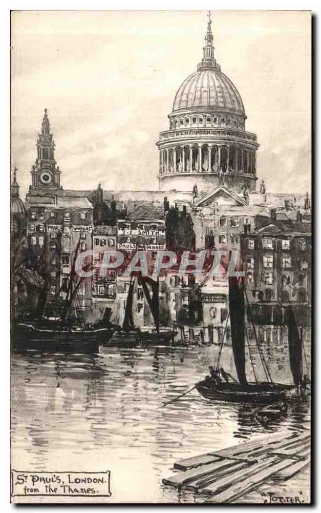 St Paul's, London — Ansicht von der Themse — Verlag M. Ettinger & Co., Serie 'Royal' London A - Vorderseite