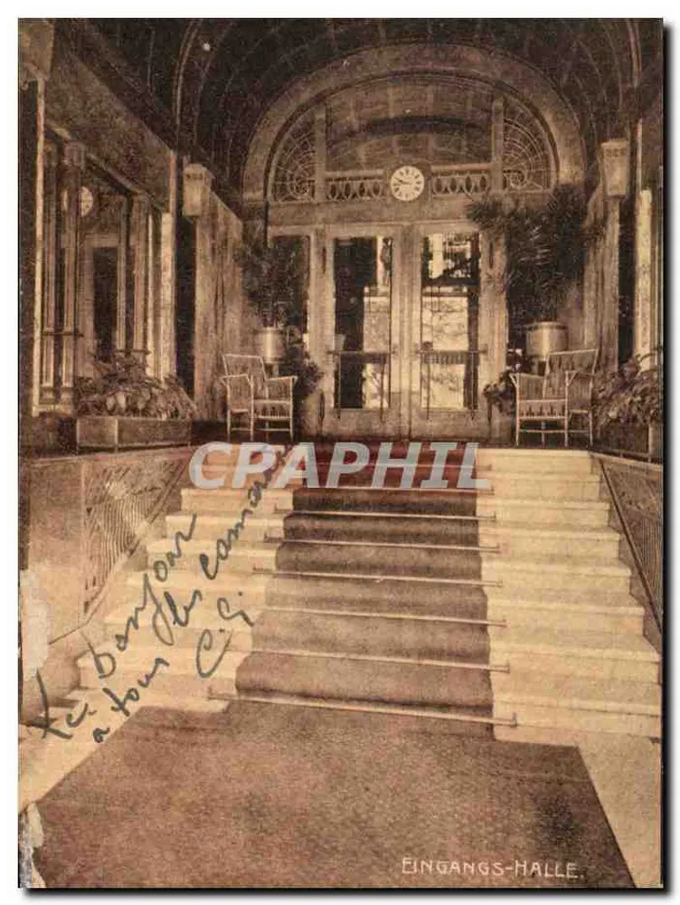 Entrée principale — hall d'entrée avec escaliers et horloge — éditeur Verlag Gebr. Israel, Hamburg - Vorderseite