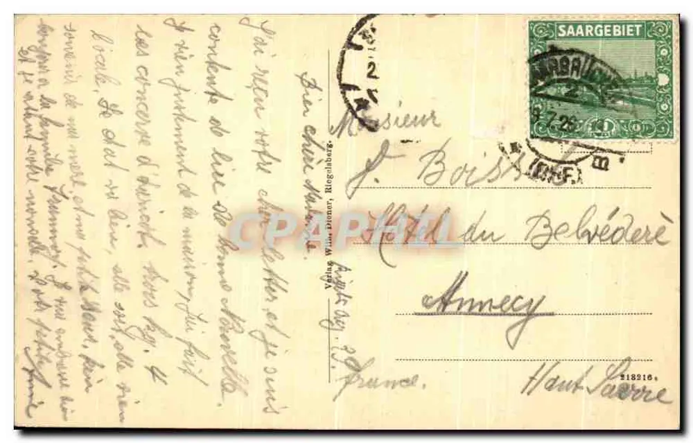 Riegelsberg (Saar) — Restaurant Bauer und Straßenbahnhaltestelle — Verlag: DAS POSTAMT - Rückseite