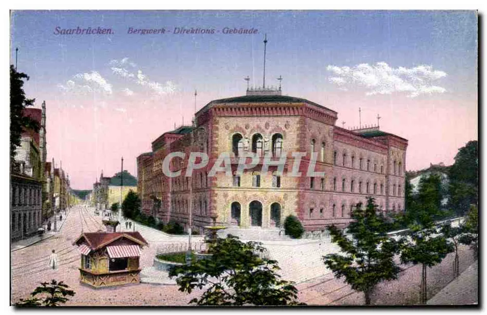 Saarbrücken — Bergwerk-Direktions-Gebäude — Verlag Ball Hermingen & Mannholm - Vorderseite