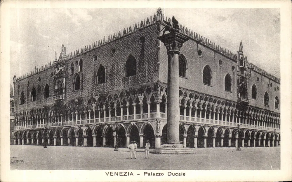 VENEZIA - Palazzo Ducale — vista do palácio com coluna de São Marcos — editor S.G.V., n° 44990 - Frente