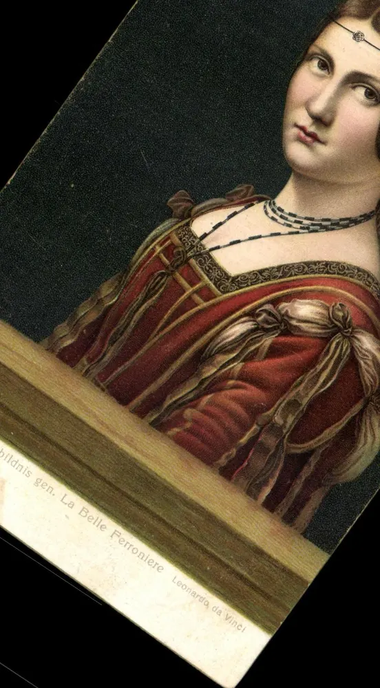 A Bella Ferronnière — retrato atribuído a Leonardo da Vinci — editor Stengel & Co. n° 28577 - Frente