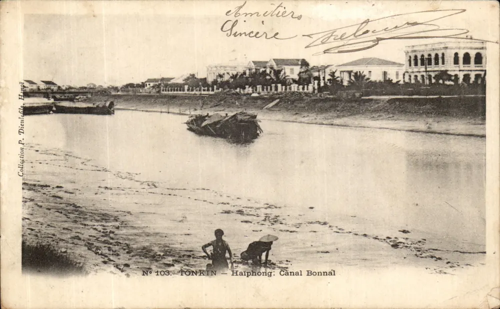 Tonkin - Haiphong — Canal Bonnal — éditeur P. Dienkoff, n° 103 - Anverso